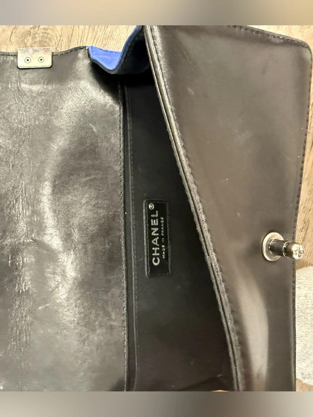 👀RARE CHANEL BOY BAG AUTHENTIC BLUE/BLACK CIRCA 2014 COLLECTION👀